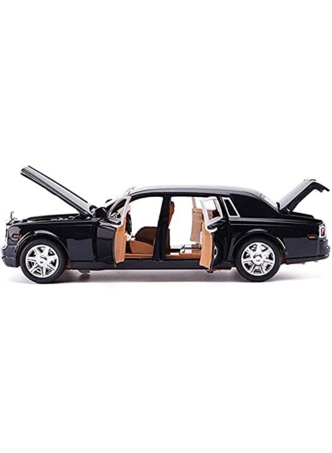AMERTEER Alloy 1:24 Scale Rolls-Royce Phantom Car Model Boy Toy Diecast Sound Light Six Open Door Toy Car Model Black - Image 2